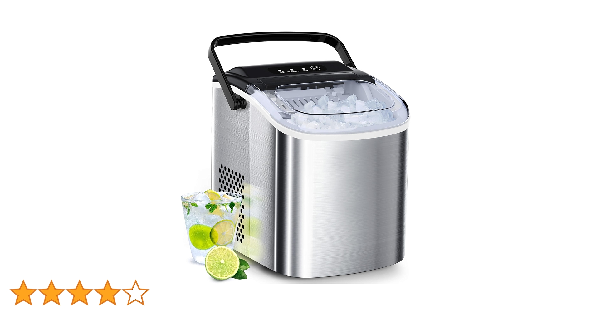 製氷機ステンレス鋼仕上げ透明窓 氷つくり機自動製氷機 最短6分1.2L水タンク 製氷機ステンレス鋼仕上げ透明窓 氷つくり機自動製氷機 最短6分